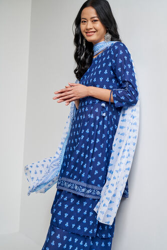 Blue Ethnic Motifs Flared Suit, Blue, image 3